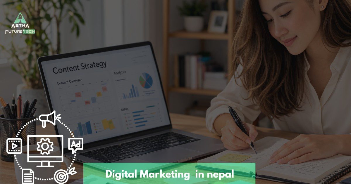 Digital marketing agency team in Pathari Shanishchare workspace discussing SEO strategy and social media growth for Nepali businesses